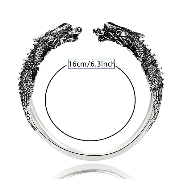 Silver Viking Wolf Head Norse Bangle Cuff Bracelet - Picture 5 of 5